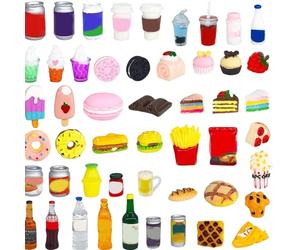 MUNKST 50 Piece Miniature GNOME Accessory Set, Mini Resin Food Drinks Sweets for Dollhouse GNOME Door Decoration, DIY Miniature World & Toy Kitchen Accessories