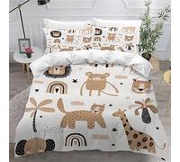 MUNOOR 3 pièces Parure de Lit 2 Personnes Adultes Animaux De Dessin Animé Housse de Couette 240x260 en Microfibre Imprimé 3D Animaux Kawaii avec Fermeture Éclair avec 2 Taies d'oreiller 50x75cm