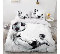 MUNOOR 3 pièces Parure de Lit 2 Personnes Adultes Football Housse de Couette 240x260 en Microfibre Imprimé 3D Style Manga avec Fermeture Éclair avec 2 Taies d'oreiller 50x75cm
