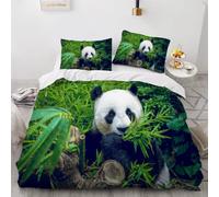 MUNOOR 3 pièces Parure de Lit 2 Personnes Adultes Panda Housse de Couette 240x260 en Microfibre Imprimé 3D Animal avec Fermeture Éclair avec 2 Taies d'oreiller 50x75cm