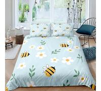 MUNOOR Housse de Couette 200x200 Abeille De Dessin Animé 3D Motif Parure de Lit 2 Personnes Ado Douce Microfibre Ensemble de Literie Animaux Mignons avec Fermeture Éclair et 2 Taies d'oreiller 50x75