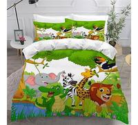 MUNOOR Housse de Couette 200x200 Animaux Animés 3D Motif Parure de Lit 2 Personnes Ado Douce Microfibre Ensemble de Literie Zoo avec Fermeture Éclair et 2 Taies d'oreiller 50x75