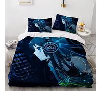 MUNOOR Housse de Couette 200x200 Fille Animée 3D Motif Parure de Lit 2 Personnes Ado Douce Microfibre Ensemble de Literie Bleu avec Fermeture Éclair et 2 Taies d'oreiller 50x75