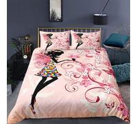 MUNOOR Housse de Couette 200x200 Fille Papillon 3D Motif Parure de Lit 2 Personnes Ado Douce Microfibre Ensemble de Literie Rose Kawaii avec Fermeture Éclair et 2 Taies d'oreiller 50x75