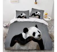 MUNOOR Housse de Couette 200x200 Panda 3D Motif Parure de Lit 2 Personnes Ado Douce Microfibre Ensemble de Literie Animaux Kawaii avec Fermeture Éclair et 2 Taies d'oreiller 50x75