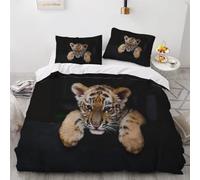 MUNOOR Housse de Couette 220x240 Bébé Tigre Parure de Lit 2 Personnes Adultes Imprimé 3D Animal Microfibre Ensemble de Literie avec Fermeture Éclair et 2 Taies d'oreiller 50x75