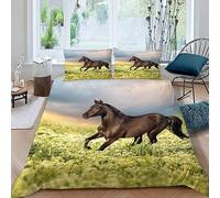 MUNOOR Housse de Couette 220x240 Cheval Parure de Lit 2 Personnes Adultes Imprimé 3D Animal Microfibre Ensemble de Literie avec Fermeture Éclair et 2 Taies d'oreiller 50x75
