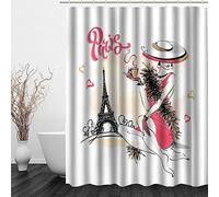 MUNOOR Rideau Douche 120x180 Tour Eiffel 3D Rideau de Douche avec 12 Crochets, Paris Polyester Facile à Nettoyer Imperméable Anti Moisissure Rideau de Bain Lavable en Machine
