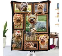 MUNOOR Yorkshire Terrier Couverture 100x130 cm 1 Personne Couverture Flanelle 3D Animaux Animaux De Compagnie Douce et Chaude Couverture de Lit Enfant Plaid Couverture Jeté de Canapé Blanket