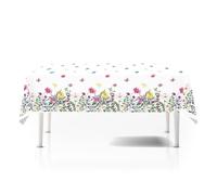 MUNSKT 1 Piece Spring Wildflowers Tea Party Tablecloth 137x274cm Stain Resistant Table Linen for Garden, Kitchen, Party Decorations