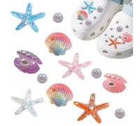 MUNSKT 12 Pcs Charmes de Chaussure Jolie étoile de Mer Coquillage Perles Décorations de Chaussures Breloque pour Sabots Sandales