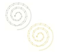 MUNSKT 2 Double Chaîne de Taille pour Femmes, avec Petites Perles, Style Bohême et Sexy, Chaînes Ventre Réglables pour Plages, Fêtes et Tenues d’Été(or + argent)