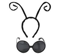 MUNSKT 2 Pack Butterfly Antenna Headband and Black Eyeglasses Bug Antenna Headband Butterfly Costume Accessories Cosplay Party Accessories (black)
