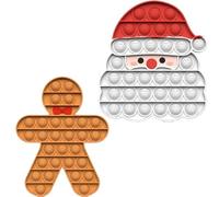 MUNSKT 2 Pack Noël Pop Poppet Il Fidget Jouets Ensemble, Père Noël et Bonhomme en Pain d'épices, Noël Box Party Bag Stocking Fillers pour Cadeaux pour Enfants (Père Noël + Pan d'Gingerbread Homme)