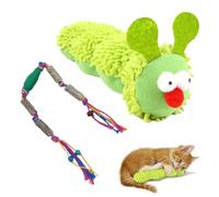 MUNSKT 2 Pc Cat Toy Set - Catnip Caterpillar and Green Lucky Rope, Chew-Resistant Interactive Teething Toy for Cats Dental Care
