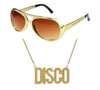 MUNSKT 2 Pièces Kit de Costume Hip Hop Chaînes et Lunettes de Gangster Déguisement Disco Année 70s 80s 90s Lunettes de Soleil et Collier Style Hip-Hop Pour Carnaval Halloween Fête à Thème