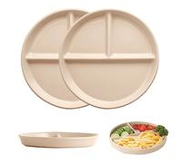 MUNSKT 2 pièces Split Dining plate, 9 pouces non cassable et réutilisable, contrôle des portions, assiette à 3 compartiments pour adultes et enfants, four à micro - ondes et lave - vaisselle