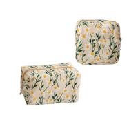 MUNSKT 2 Pièces Trousse Maquillage Voyage Femme, avec Motif Marguerite, Makeup Bag et Étui pour Femmes et Filles