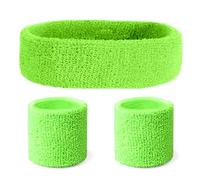 MUNSKT 3 Pièces Sport Serre Poignets, Bracelet Eponge Tennis, Bande au et Bracelet Eponge Fluo, Bande Poignet Transpiration
