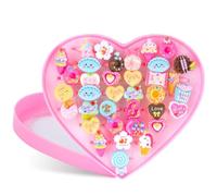 MUNSKT 36pcs anneau de jouet pour les filles, ensemble de bijoux en résine anneau de princesse en forme de coeur, mignon Cartoon dress up Supplies cadeau de fête d'anniversaire, pas de répétition