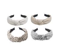 MUNSKT 4 Pack Headbands for Women & Girls - Non Slip Knotted Alice Bands, Boho Floral Hair Bands for Women’s Hair, Fashion Wide Headbands for Girls & Ladies