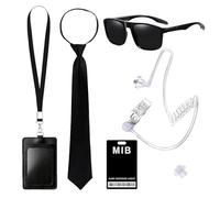 MUNSKT 6 Pcs MIB Agent Costume Accessoires de Costume Agent de Sécurité Men in Black Deguisement Accessoires D'agent Secret pour Fête d'Halloween Cosplay Ensemble de services secrets Accessoires de co
