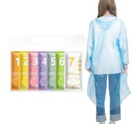 MUNSKT 7 Pcs Poncho Pluie Imperméable, Cape de Pluie avec Capuche et Poignets élastiques, Vêtements de Pluie Compacts pour Festivals, Camping, Voyages, Multicolores
