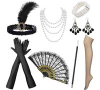 MUNSKT 8 PCS Set d'Accessoires Années 20 pour Femmes, Accessoire de Costume Great Gatsby Flapper, Accessoire de Fête Charleston pour Thème Années 20