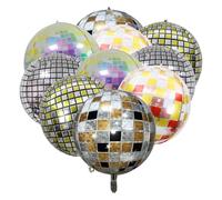 MUNSKT Ballon Disco, 10 PCS Ballons Anniversaire, 22 Pouces Helium 4D Ballon De Disco Coloré, Ballon Autogonflable, Décorations De Fête De Disco Des Années 70, 80, 90