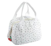 MUNSKT Cerises velours côtelé Sac à déjeuner isotherme, Livré avec un porte-clés en forme de cerise, Réutilisables, sac à déjeuner isotherme étanche, pour le travail, l'école, le barbecue