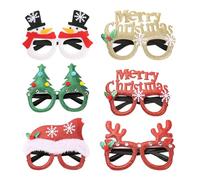 MUNSKT Christmas Glasses Set de 6, Shiny Party Frame Christmas Decoration Glasses, Nouveautés Costumes Fantaisie Robe Lunettes Pour Enfants Et Adultes, Cadre De Vacances Pour Les Cadeaux De Fête De