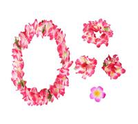 MUNSKT Collier de Fleurs Hawaïennes 5 Pièces - Guirlande Florale Tropicale pour Fête Luau Hula,Set Collier & Bracelets Femme/Enfant (Rose),Décoration Costume Plage