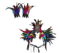 MUNSKT Collier de Plumes, Bracelet en Plumes Col Châle Costume Halloween Plume Épaulette Haussement dépaules Cape Châle pour Femme Collier Tour de Cou pour Photo Prop Cosplay Stage Party (colorful)
