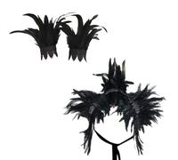 MUNSKT Collier de Plumes, Bracelet en Plumes Col Châle Costume Halloween Plume Épaulette Haussement dépaules Cape Châle pour Femme Collier Tour de Cou pour Photo Prop Cosplay Stage Party (black)
