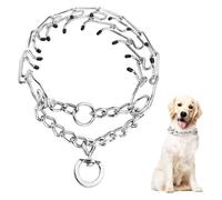 MUNSKT Collier étrangleur en métal pour chien, durable et épais, collier anti-aboiement personnalisé en argent pour grands chiens moyens, petits chiens,animaux de compagnie, entraînement à l'extérieur