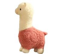 MUNSKT Jouet lama en peluche 25 cm, alpaga mignon, cadeau enfants (rouge)