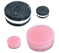 MUNSKT Lot de 4 Squishy Inspirés des Oreo - 2 Grandes + 2 Mini Porte-Clés (Rose & Noir), pour Soulager Le Stress et l'Anxiété, Cadeaux de Fête & Détente au Bureau, pour Enfants et Adultes