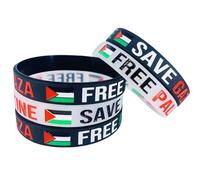 MUNSKT Lot de 5 bracelets en silicone Palestine - Drapeau palestinien - Bracelets de solidarité pour homme et femme