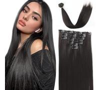 MUNSKT Naturel Noir Extensions a Clip Cheveux 7pcs 150g 22inch, Rajout Cheveux Clip, pour Stylisme quotidien, rendez-vous galants, toutes sortes de fêtes, mariages, voyages, etc