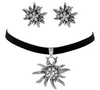 MUNSKT Noble Blanc Bouchons d'oreilles et Collier, Femmes Costume Bijoux Set Bavarois Oktoberfest, Dirndl Accessoires, Dirndl Bijoux Vêtements.