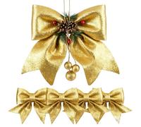 MUNSKT Noeud Sapin Noel, 5 Pcs Or Decoration Noel Sapin, pour Les Décorations du Sapin de Noël, L'Emballage des Cadeaux, Les Portes et Les Cadeaux