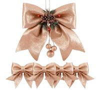 MUNSKT Noeud Sapin Noel, 5 Pcs Rose Decoration Noel Sapin, pour Les Décorations du Sapin de Noël, L'Emballage des Cadeaux, Les Portes et Les Cadeaux