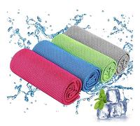 MUNSKT Pack de 4 Serviettes rafraîchissantes, Serviettes glacées 100x30 cm, soulagement instantané du Cou, Microfibre Speed Dry Doux et Respirant, idéal pour Le Sport Yoga Gym