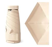 MUNSKT Parapluie de voyage - Mini parapluie pliable à 6 baleines pour soleil et pluie, coupe-vent, léger et compact pour femme, beige, taille unique