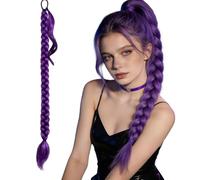 MUNSKT Perruque heveux violet, meche cheveux violet - séduit par son design long et original, ses fibres douces et réalistes et son application facile à clipser.