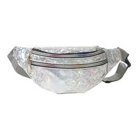 MUNSKT Sac Banane Brillante avec bandoulière Ajustable, Trois Compartiments, Fermeture Fluide, Sac à Taille imperméable, Flash Laser éclatant