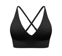 MUNSKT Soutien-gorge de sport classique à bretelles réglables sans couture, sans armatures, amovible, soutien-gorge push-up pour le sommeil, pour l'entraînement, le yoga, le quotidien, Noir , S