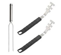MUNTE 2 Pièces Anti-brûlure Outils de Barbecue de 27 cm de Long et 3 mm D'épaisseur, Souleve Grilles en Acier Inoxydable, Lève-grille De Gril avec Fourche de 29 cm, pour Maison, Camping et Restaurants