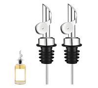 MUNTE 2 Pièces Bec Verseur Huile D'olive 12 cm, Bec Verseur Alcool en Acier Inoxydable, Bouchon Huile D'olive avec Couvercle, Bonne Étanchéité, Aux Bouteilles D'huile et Aux Bouteilles de Vin