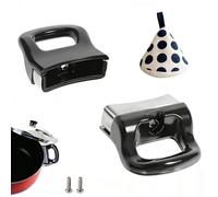 MUNTE 2 Pièces Poignée Cocotte Minute en Alliage d'Aluminium, Poignée Casserole Noire, Poignée Casserole Amovible avec Vis & Protège-Mains Anti-brûlure, pour Autocuiseurs & Casseroles